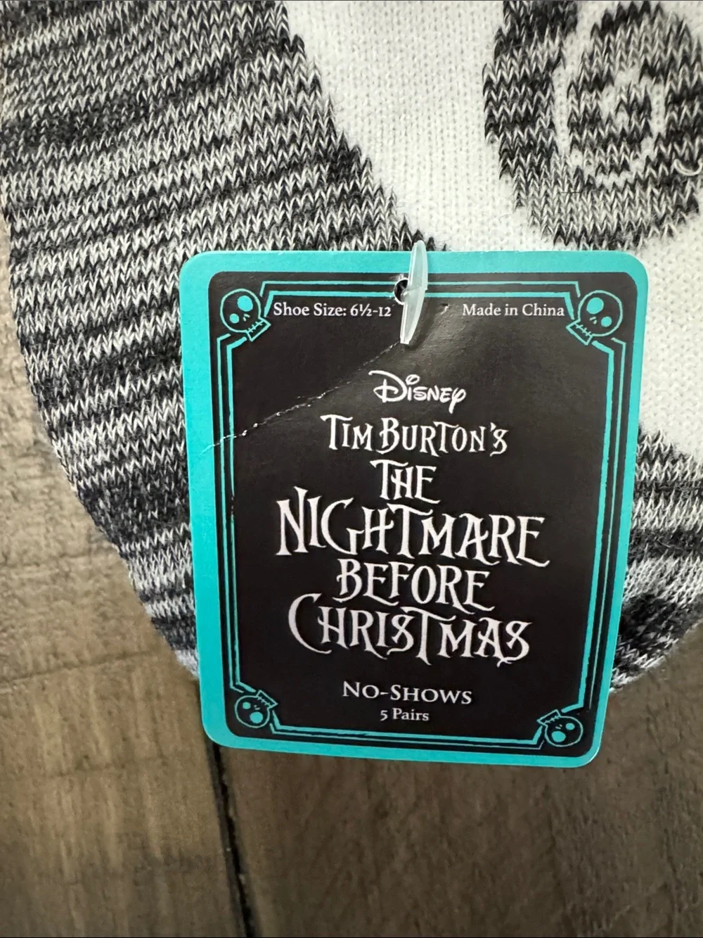 Disney Jack Skellington No-Show Socks - White, Black 5 Pairs shoe size 6.5-12